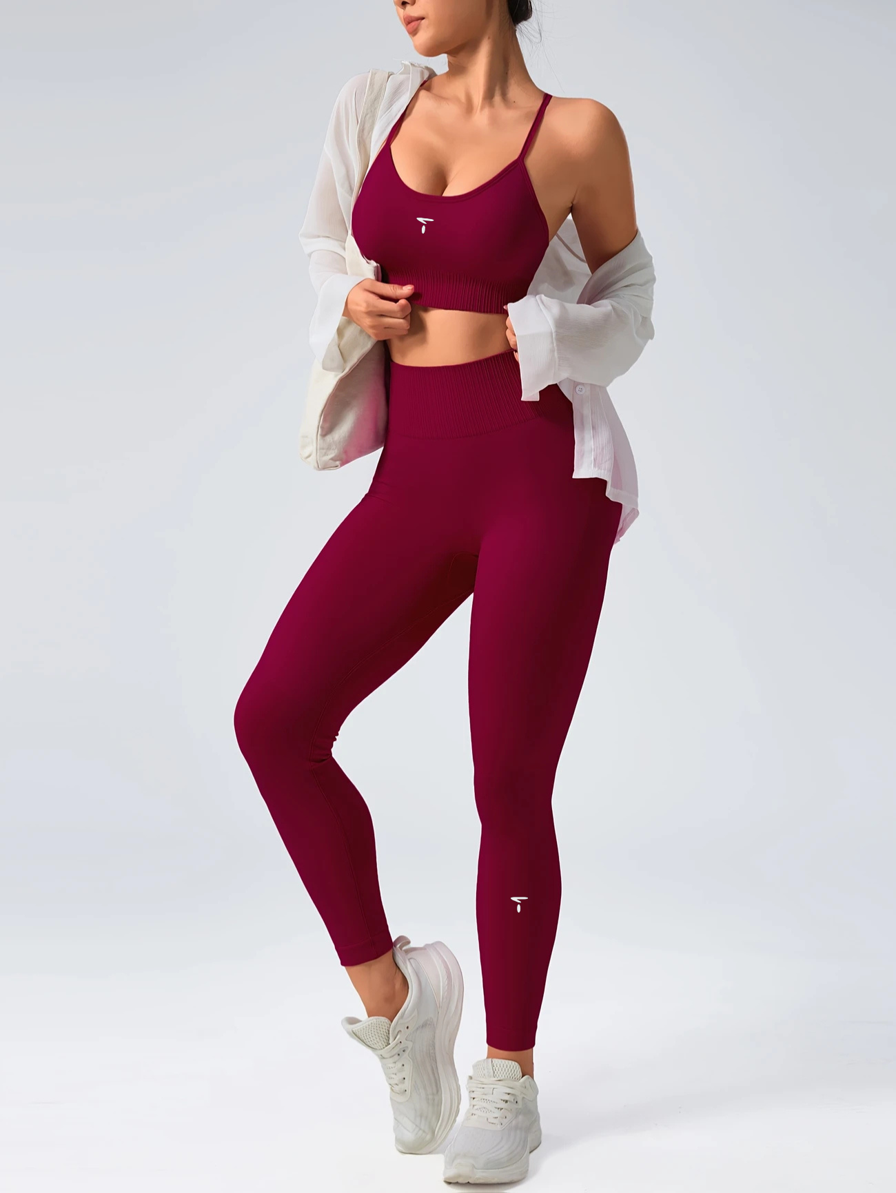 2-Piece Seamless Ribbed Sports Bra & Butt-Lifting High-Waist Leggings Set - Image 7