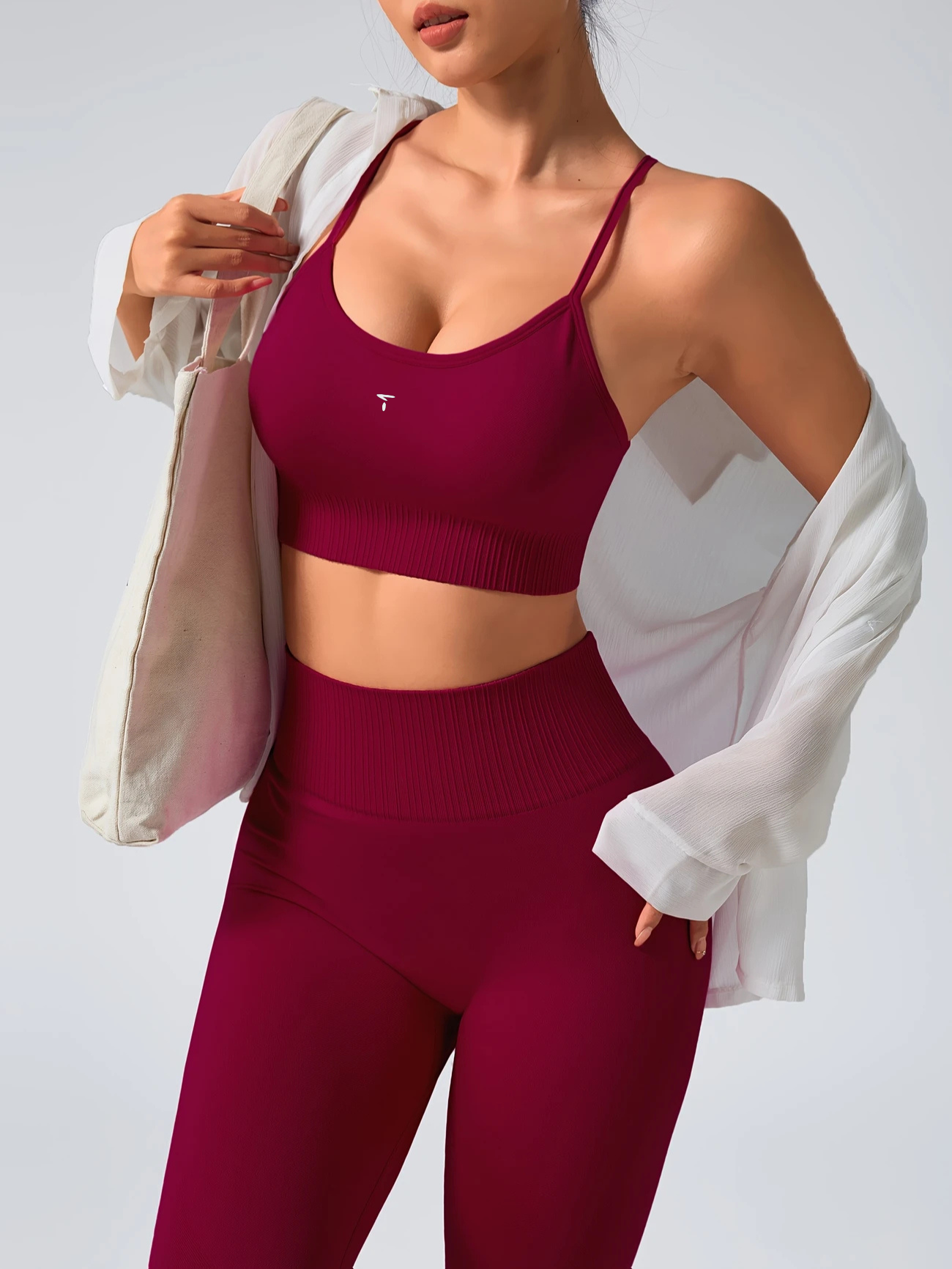 2-Piece Seamless Ribbed Sports Bra & Butt-Lifting High-Waist Leggings Set - Image 8