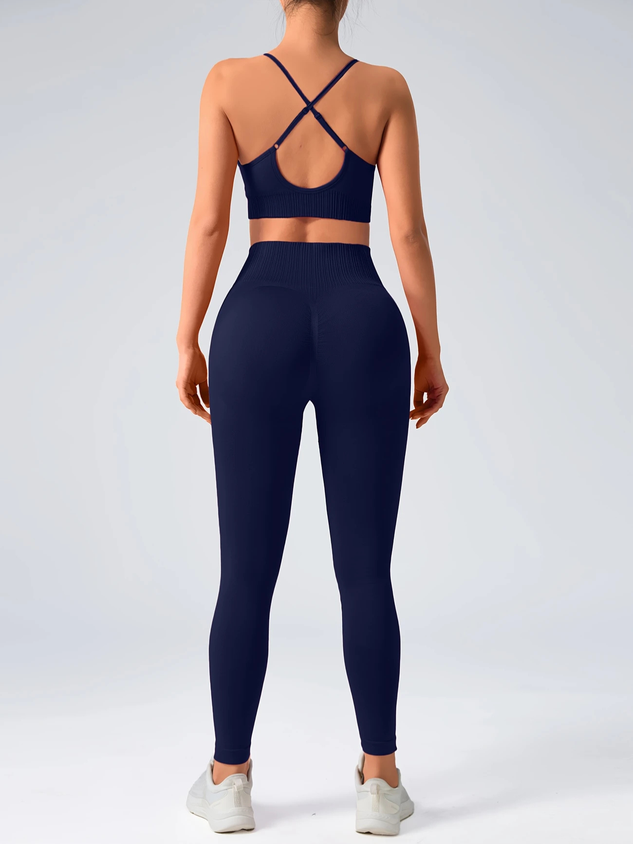 2-Piece Seamless Ribbed Sports Bra & Butt-Lifting High-Waist Leggings Set - Image 10