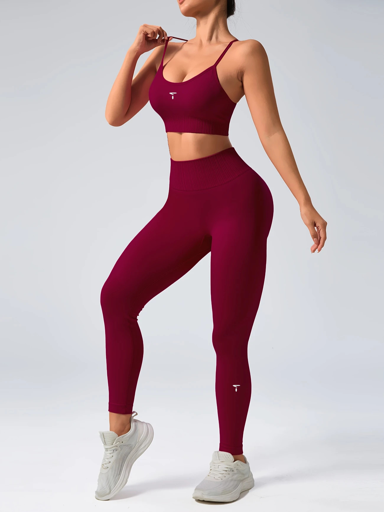 2-Piece Seamless Ribbed Sports Bra & Butt-Lifting High-Waist Leggings Set - Image 5